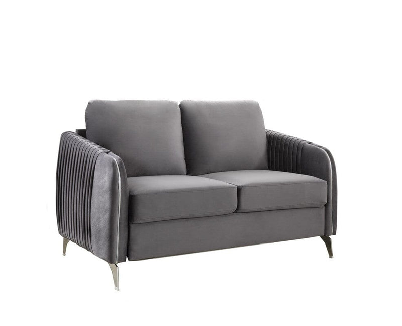 Hathaway Gray Velvet Modern Chic Loveseat Couch