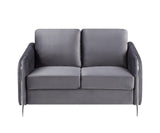 Hathaway Gray Velvet Modern Chic Loveseat Couch
