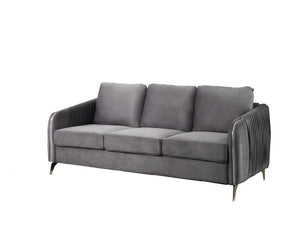 Hathaway Gray Velvet Modern Chic Sofa Couch