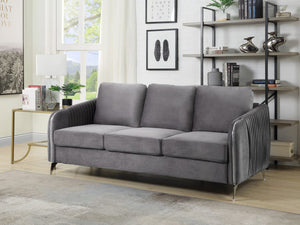 Hathaway Gray Velvet Modern Chic Sofa Couch