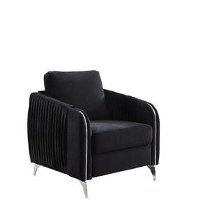 Hathaway Black Velvet Modern Chic Accent Armchair