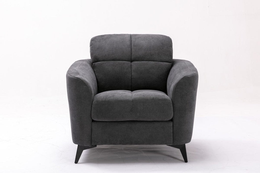 Callie Gray Woven Fabric Sofa Loveseat Chair Living Room Set