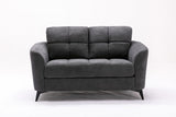 Callie Gray Woven Fabric Sofa Loveseat Chair Living Room Set