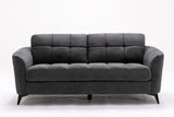 Callie Gray Woven Fabric Sofa Loveseat Chair Living Room Set