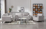 Damian Light Gray Woven Fabric Sofa Loveseat Chair Living Room Set