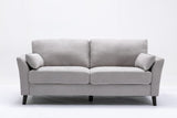 Damian Light Gray Woven Fabric Sofa Loveseat Chair Living Room Set