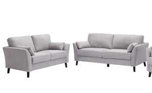 Damian Light Gray Woven Fabric Sofa Loveseat Living Room Set