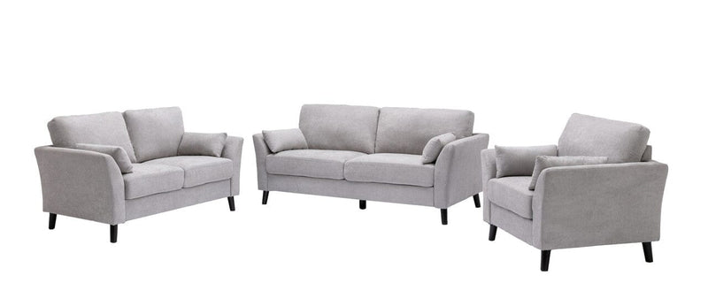 Damian Light Gray Woven Fabric Sofa Loveseat Chair Living Room Set