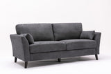 Damian Gray Woven Fabric Sofa Loveseat Living Room Set