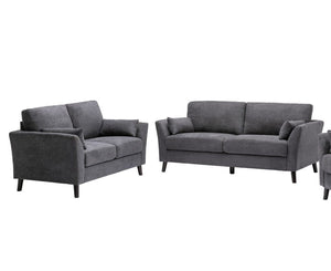 Damian Gray Woven Fabric Sofa Loveseat Living Room Set