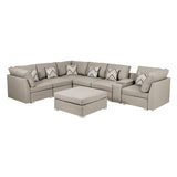 Lucy Beige Fabric Reversible Modular Sectional Sofa with USB Console and Ottoman