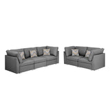 Amira Gray Fabric Sofa and Loveseat Living Room Set with Pillows