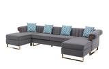 Maddie Gray Velvet 5-Seater Double Chaise Sectional Sofa
