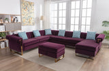 Maddie Purple Velvet 8-Seater Sectional Sofa with Reversible Chaise and Storage Ottoman