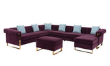 Maddie Purple Velvet 8-Seater Sectional Sofa with Reversible Chaise and Storage Ottoman