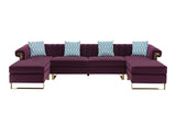Maddie Purple Velvet 5-Seater Double Chaise Sectional Sofa