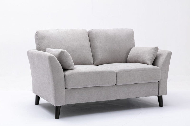 Damian Light Gray Woven Fabric Loveseat