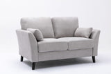 Damian Light Gray Woven Fabric Sofa Loveseat Living Room Set