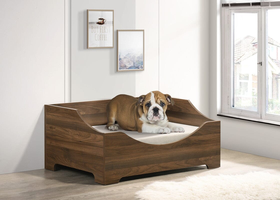 Gibson Brown Alder Wood Finish 36" Wide Modern Comfy Pet Bed with Cush