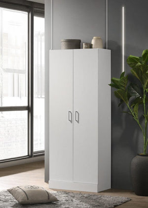 Alara White 60" Height Simplistic Modern Double Door Storage Cabinet