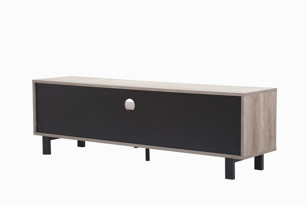 Apollo Gray Oak Finish TV Stand with Storage, Cable Management and Bla ...