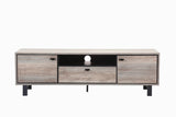 Apollo Gray Oak Finish TV Stand with Storage, Cable Management and Black Handles