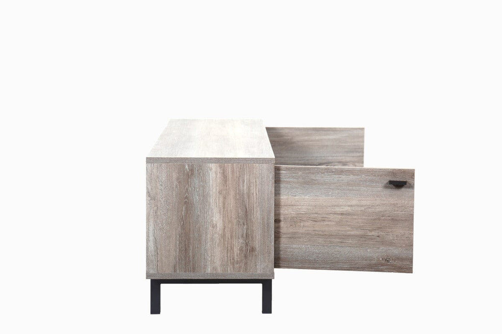 Apollo Gray Oak Finish TV Stand with Storage, Cable Management and Bla ...