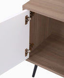 Aurora Light Brown Wood Finish TV Stand with 2 White Cabinets and Modular Shelves