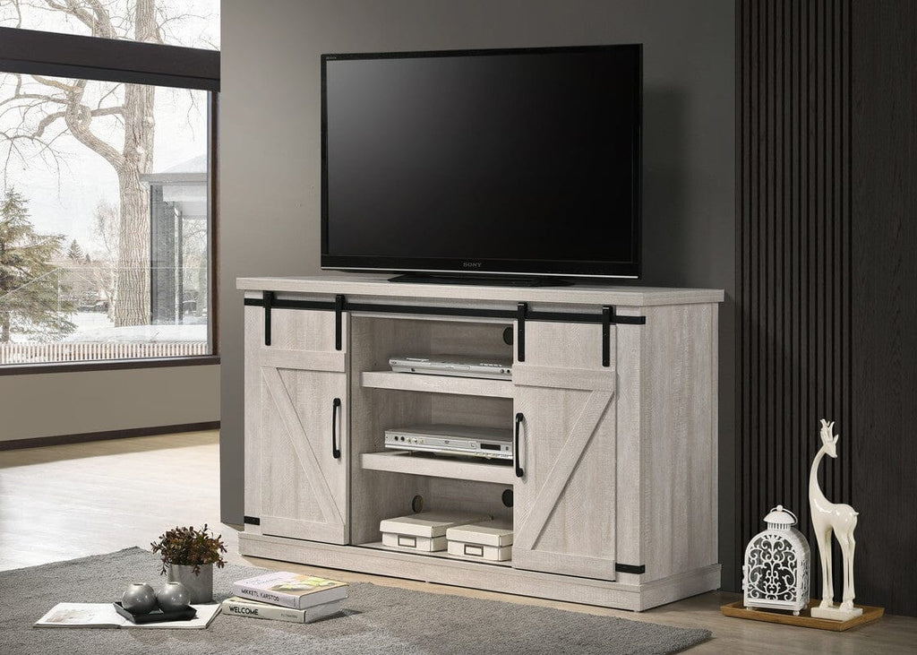 Asher Dusty Gray 54" Wide TV Stand with Sliding Doors and Cable Management