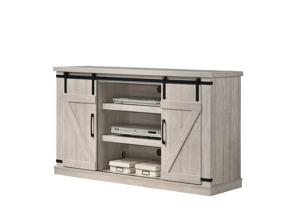Asher Dusty Gray 54" Wide TV Stand with Sliding Doors and Cable Management