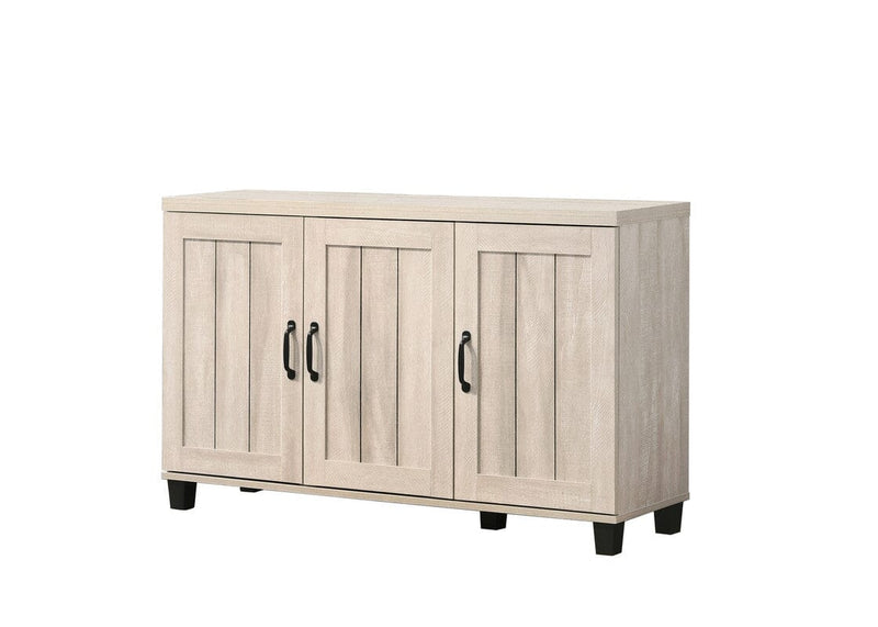 Corby Dusty Gray Oak Finish 3-Door Shoe Cabinet