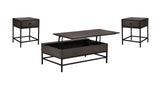 Ava 3 Piece Espresso MDF Lift Top Coffee and End Table Set