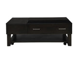 Bruno 3 Piece Ash Gray Wooden Lift Top Coffee and End Table Set with Tempered Glass Top and Drawer