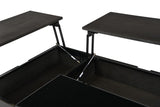 Bruno 2 Piece Ash Gray Wooden Lift Top Coffee and End Table Set with Tempered Glass Top and Drawer