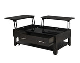 Bruno 3 Piece Ash Gray Wooden Lift Top Coffee and End Table Set with Tempered Glass Top and Drawer