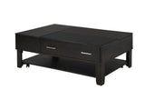 Bruno 3 Piece Ash Gray Wooden Lift Top Coffee and End Table Set with Tempered Glass Top and Drawer