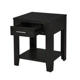 Bruno Ash Gray Wooden End Table with Tempered Glass Top and Drawer