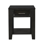 Bruno Ash Gray Wooden End Table with Tempered Glass Top and Drawer