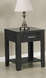 Bruno Ash Gray Wooden End Table with Tempered Glass Top and Drawer