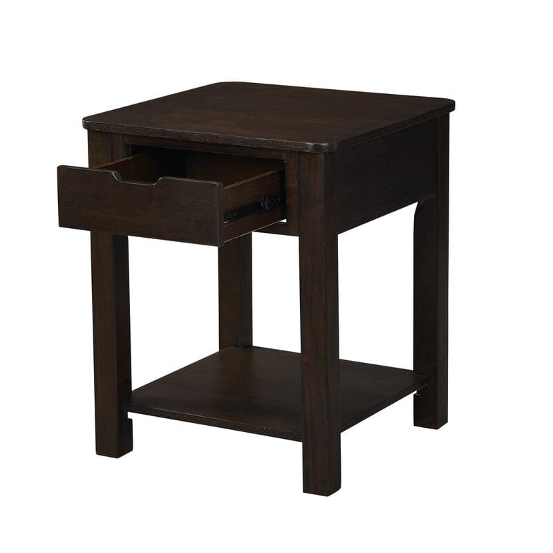 Flora Dark Brown MDF End Table with Drawer