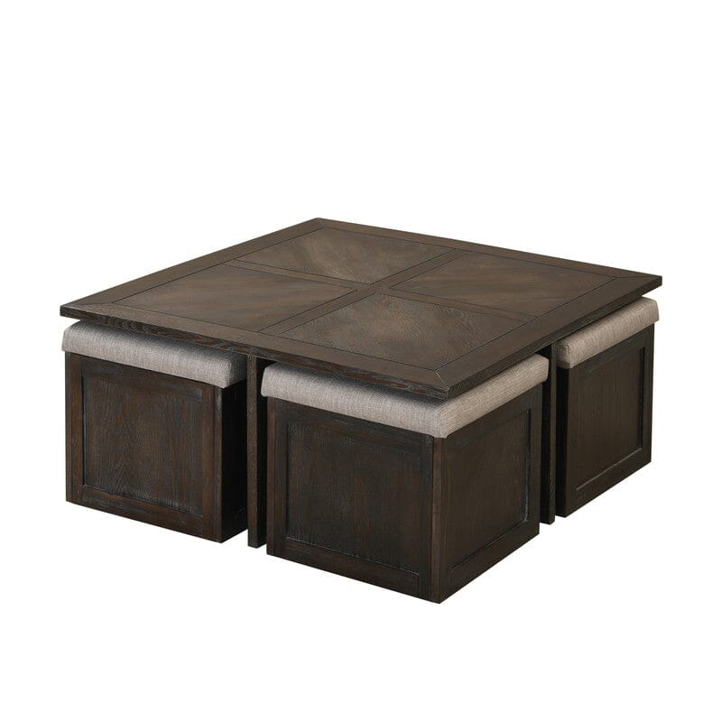 Trinity Espresso MDF Coffee Cocktail Table with 4 Ottomans