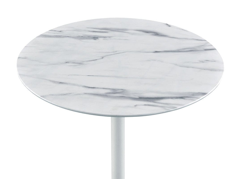 Orbit End Table with Height Adjustable White Marble Textured Top