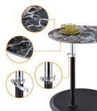 Orbit End Table with Height Adjustable Black Marble Textured Top