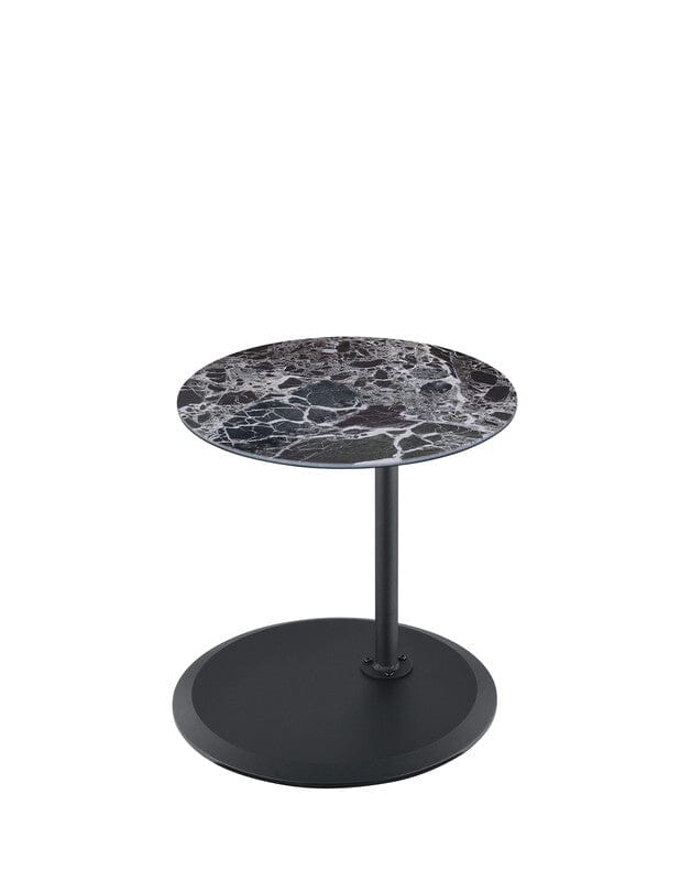 Orbit End Table with Height Adjustable Black Marble Textured Top