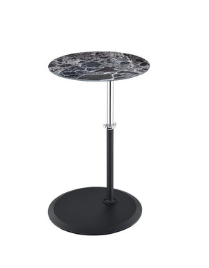 Orbit End Table with Height Adjustable Black Marble Textured Top