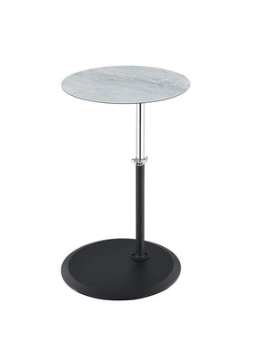 Orbit End Table with Height Adjustable Gray Marble Textured Top