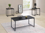 GT 3 Piece Black Carbon Fiber Wrap Coffee Table and End Table Set