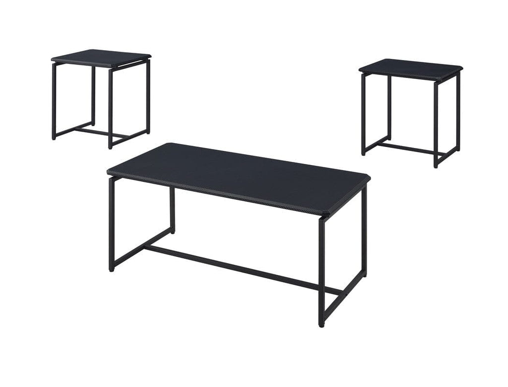 GT 3 Piece Black Carbon Fiber Wrap Coffee Table and End Table Set