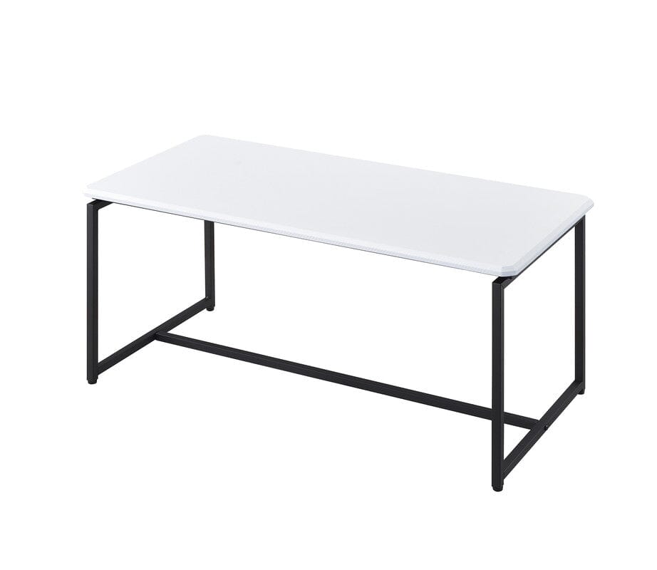 GT 3 Piece White Carbon Fiber Wrap Coffee Table and End Table Set