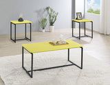 GT 3 Piece Yellow Carbon Fiber Wrap Coffee Table and End Table Set